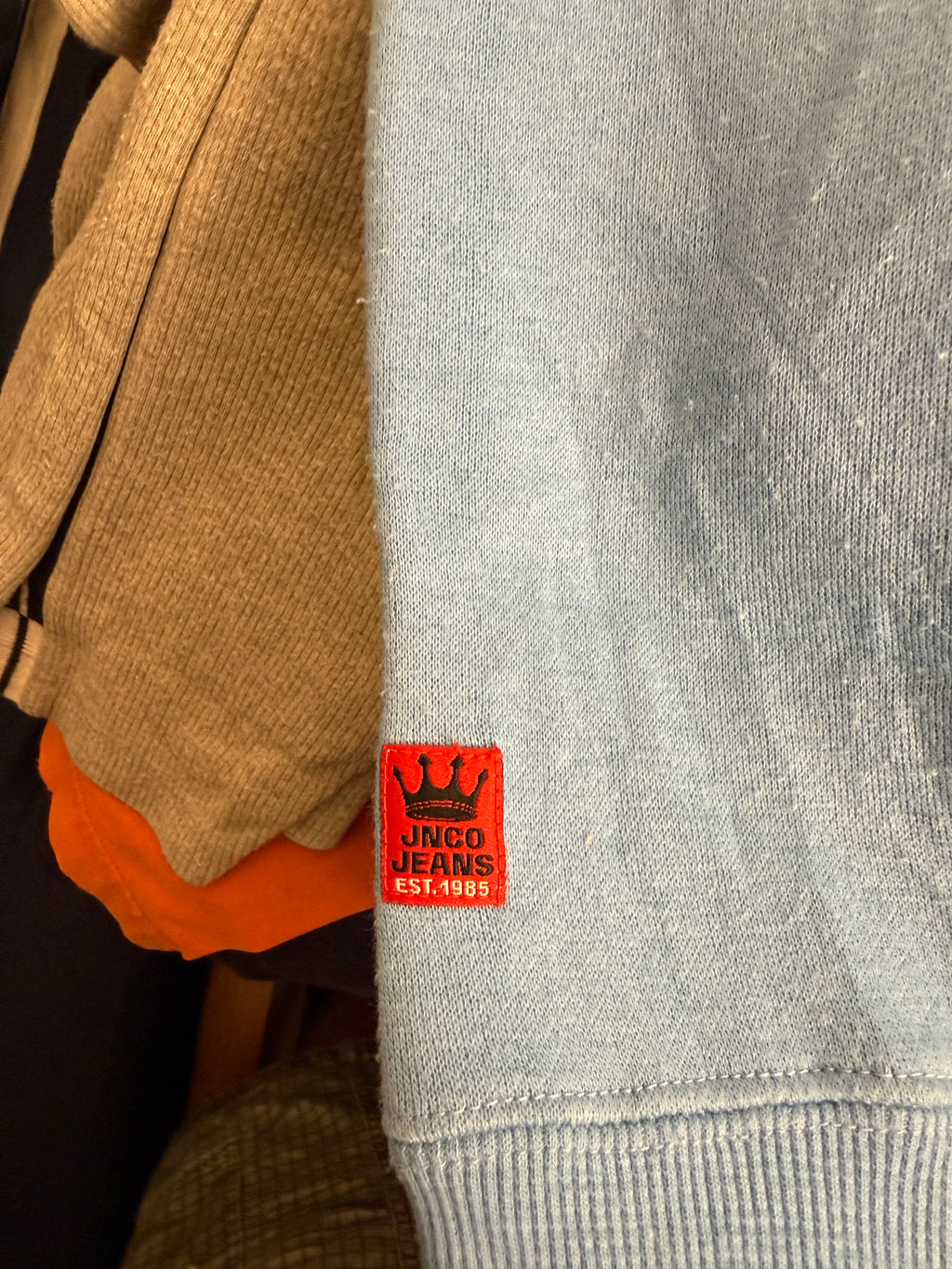 Vintage Baby Blue JNCO Spellout Hoodie - L