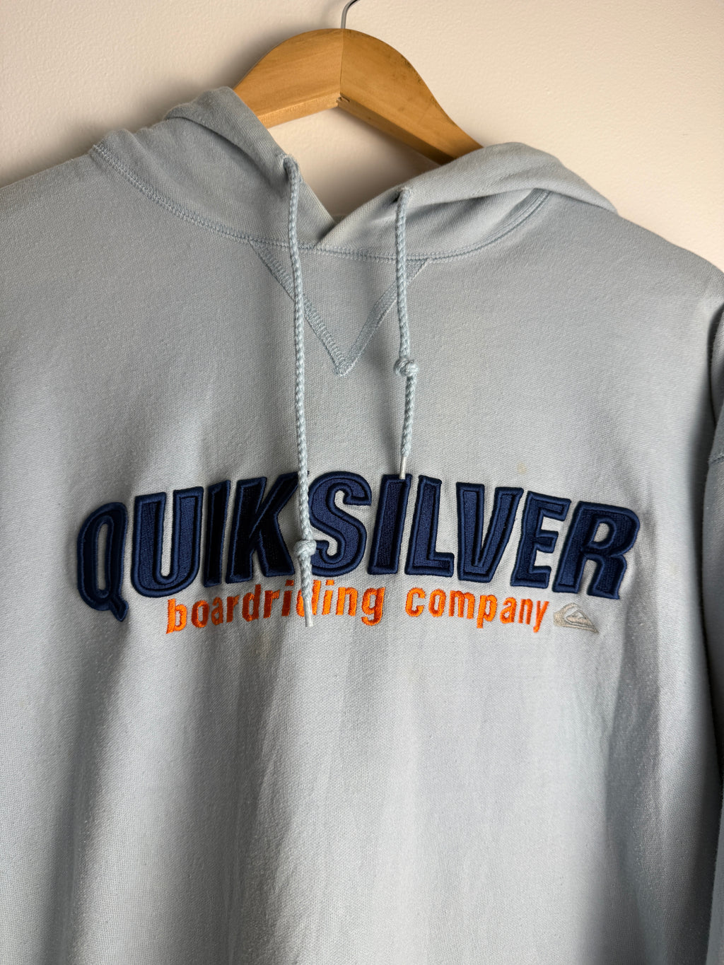 Vintage Baby Blue Quicksilver SpellOut Hoodie - L