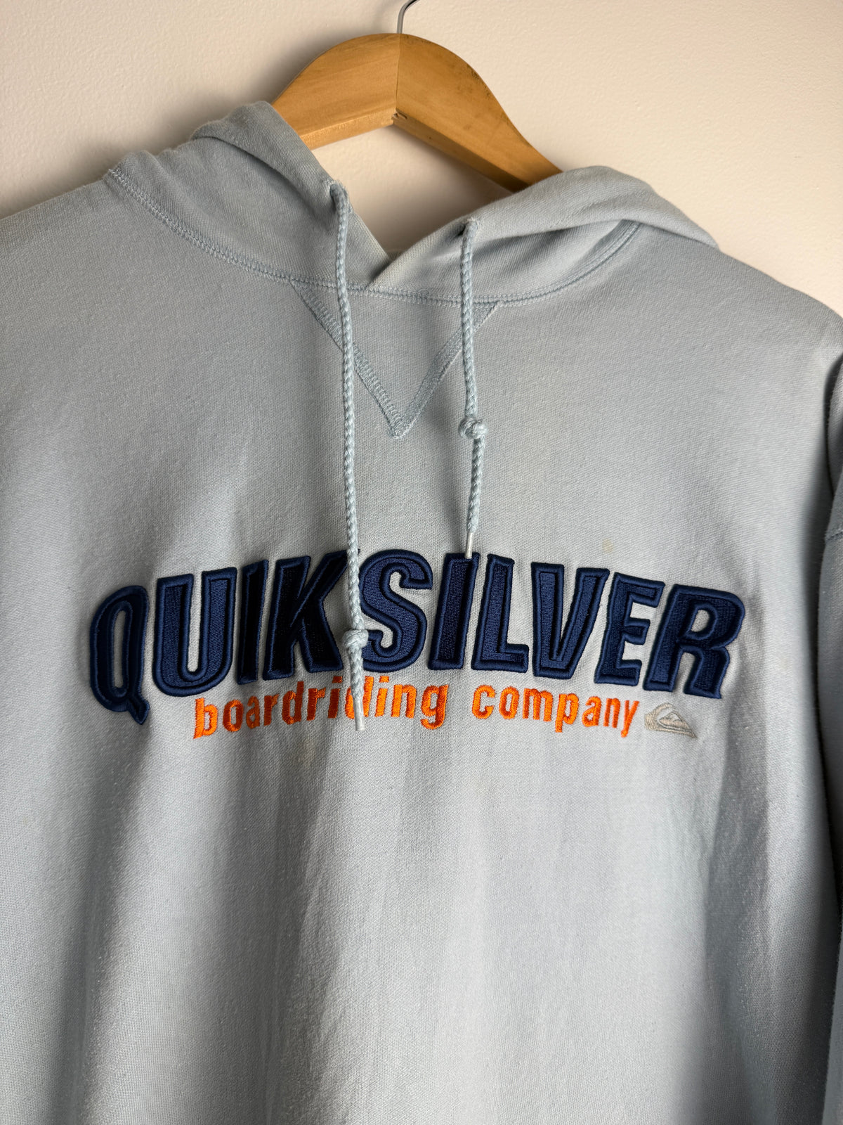 Vintage Baby Blue Quicksilver SpellOut Hoodie - L
