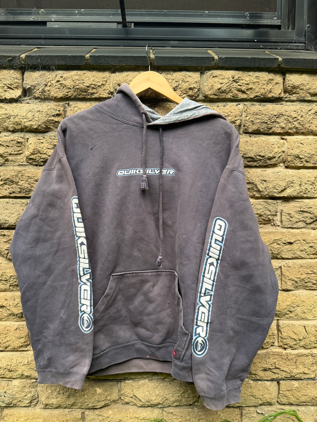 RARE Faded Quicksilver Quad Hit Hoodie - L