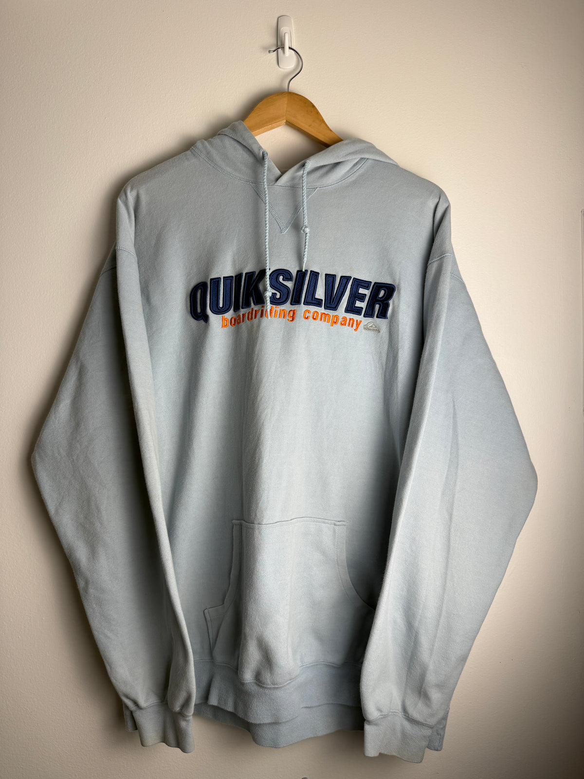 Vintage Baby Blue Quicksilver SpellOut Hoodie - L
