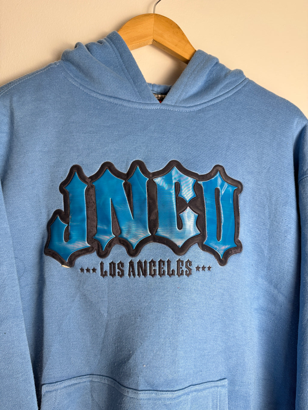 Vintage Baby Blue JNCO Spellout Hoodie - L