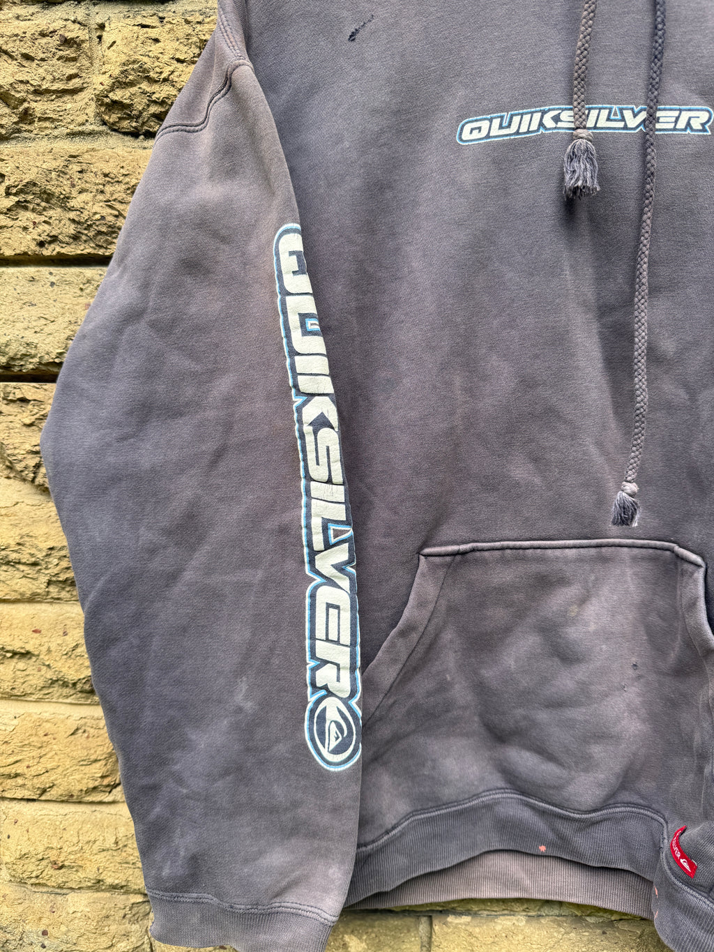 RARE Faded Quicksilver Quad Hit Hoodie - L