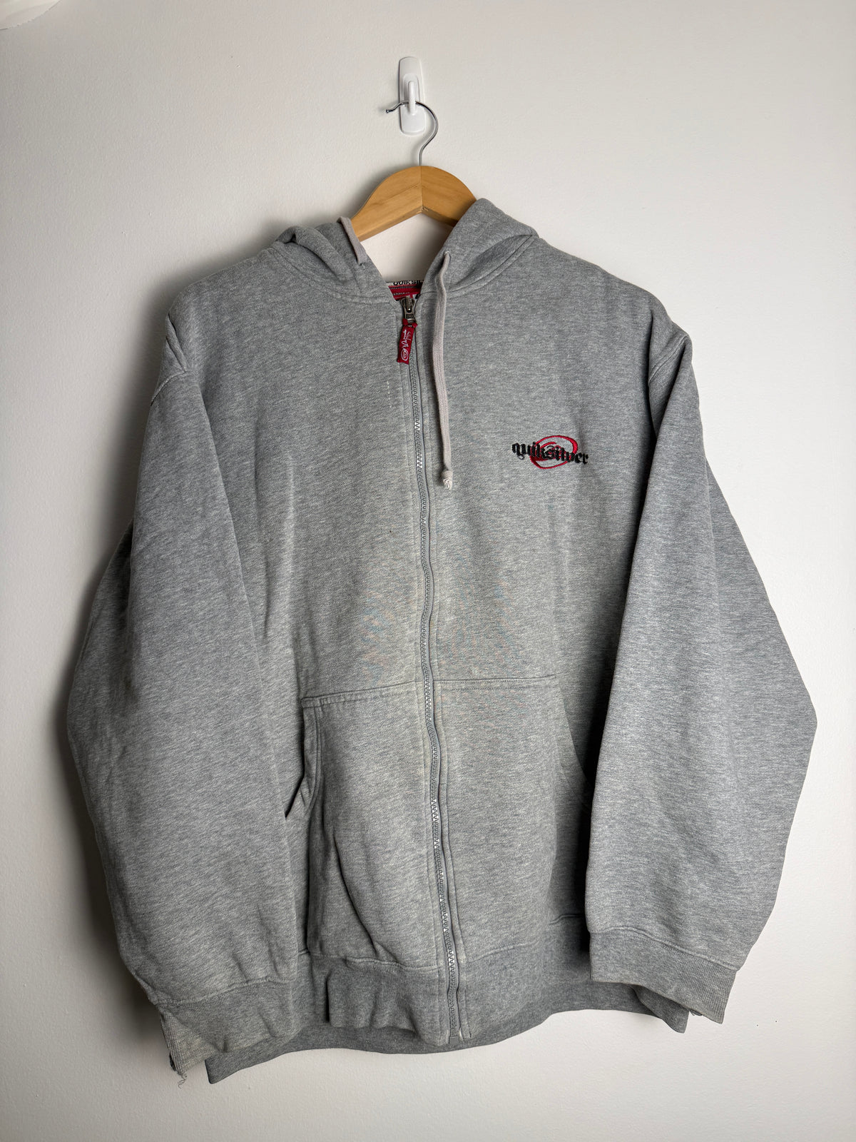Vintage Quicksilver Spellout Zip-Up Hoodie - L