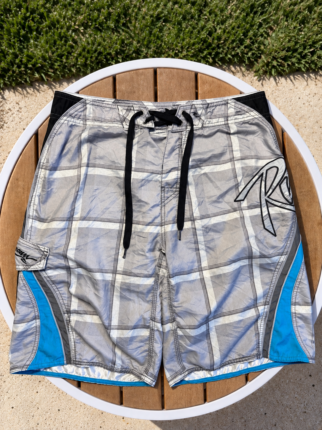 Vintage Plaid Ripcurl SpellOut Boardies - 33/34