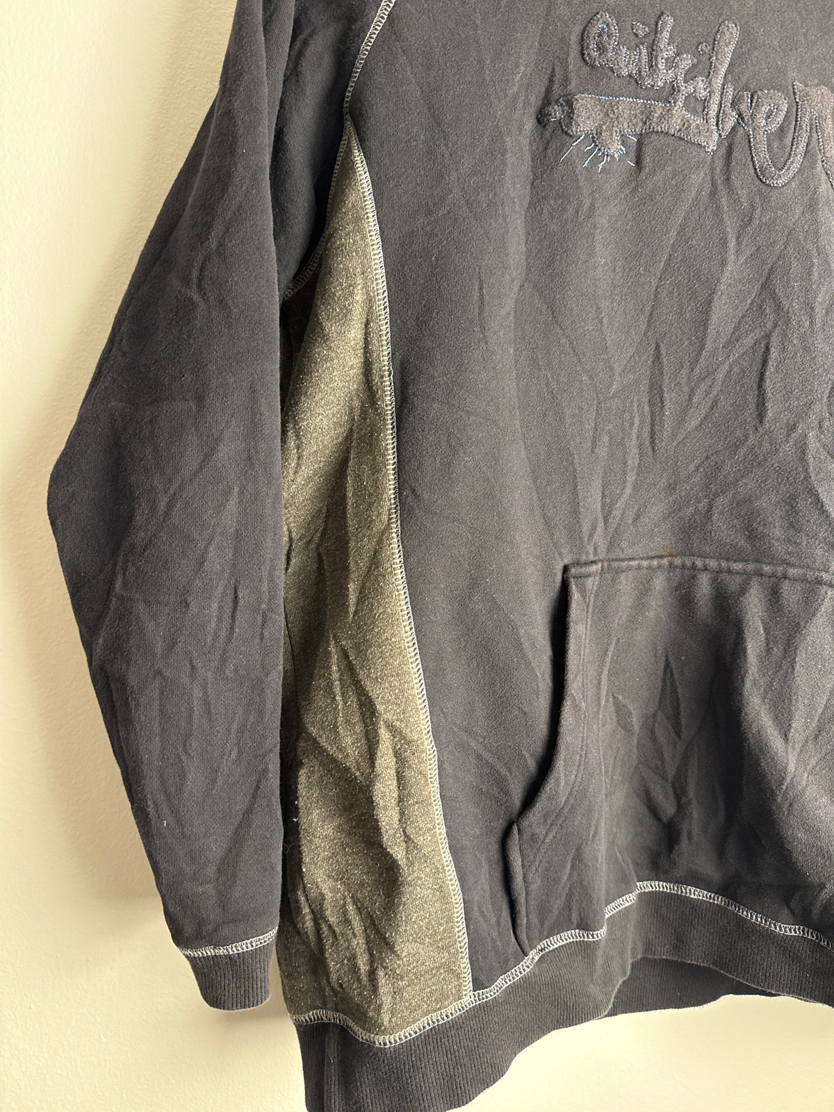 Vintage Two Tone Reverse Stitch Quicksilver Spellout Hoodie - M