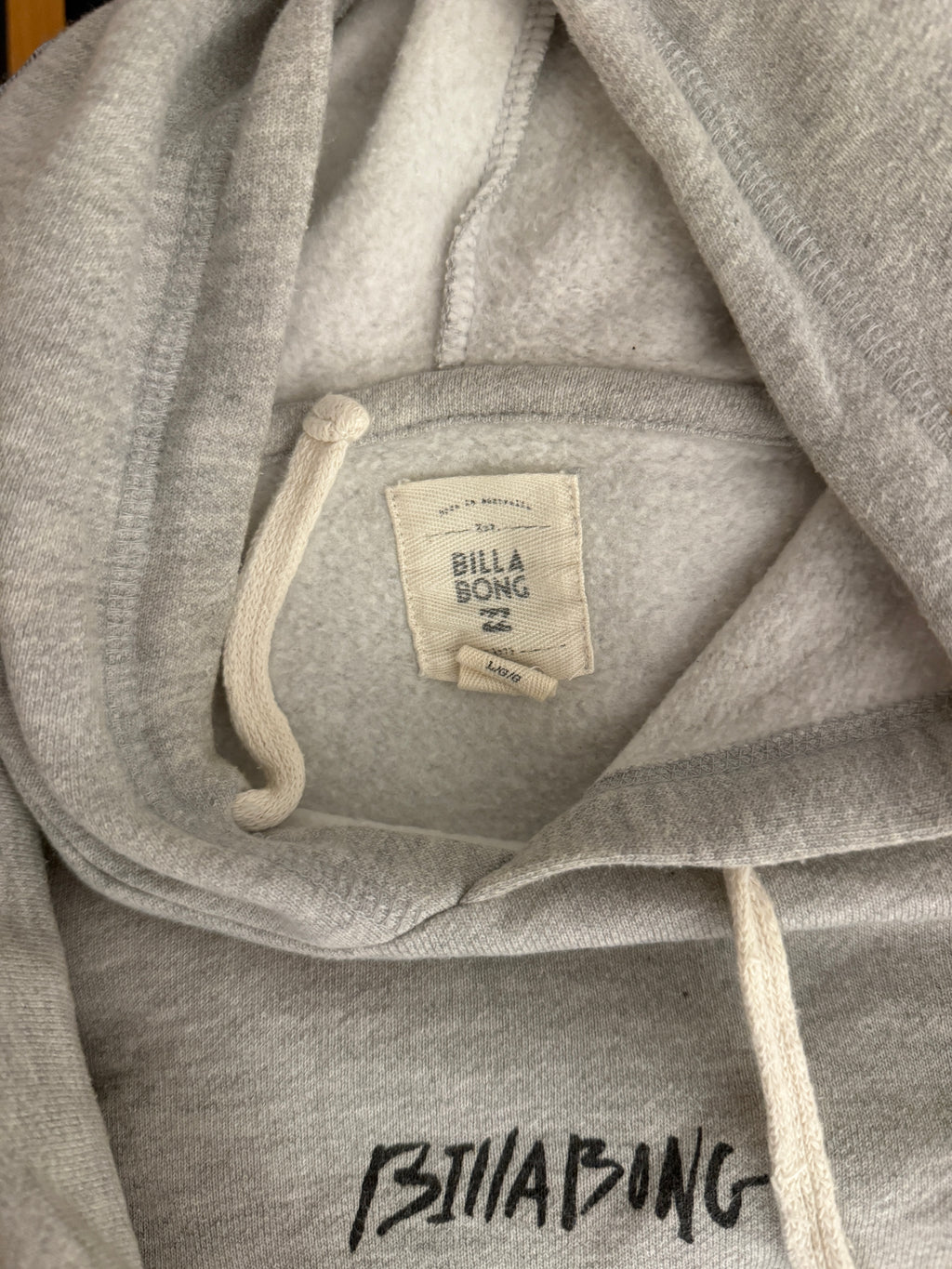 Vintage Billabong Grey Spellout Hoodie - L