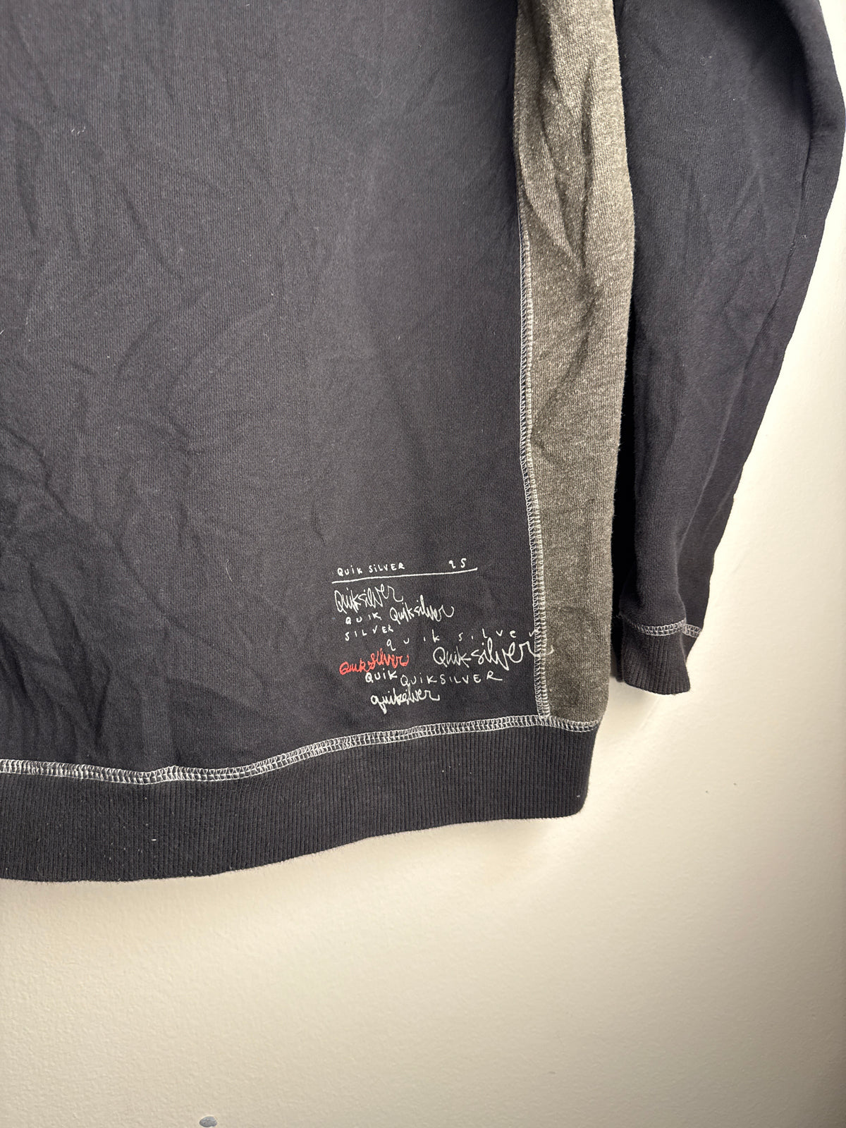 Vintage Two Tone Reverse Stitch Quicksilver Spellout Hoodie - M